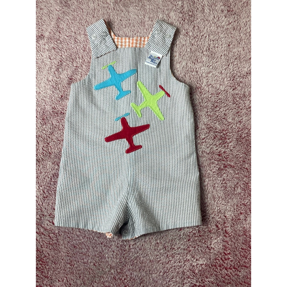 Baby The Bailey Boys jon Jon seersucker shortall 12 Months Reversible